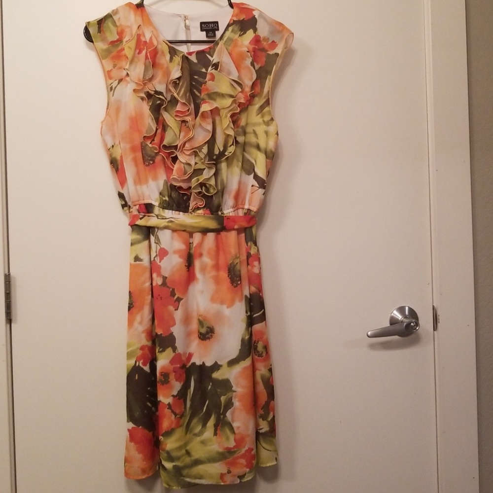 Soho Apparel Cute Sleeveless Ruffle Front Dress